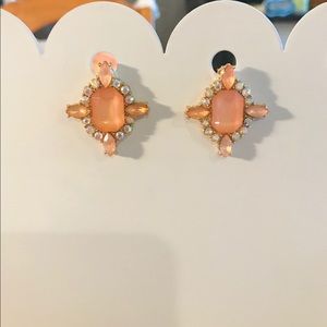 Gorgeous Peach & Crystal Fashion Earrings
